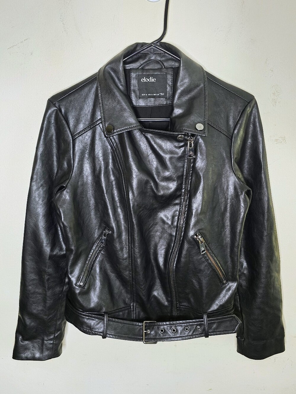 Elodie Faux Leather Moto Jacket Womens Size Medium Black Vegan Biker Goth Grunge